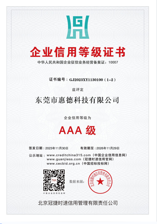 AAA資信等級(jí)證書(shū)